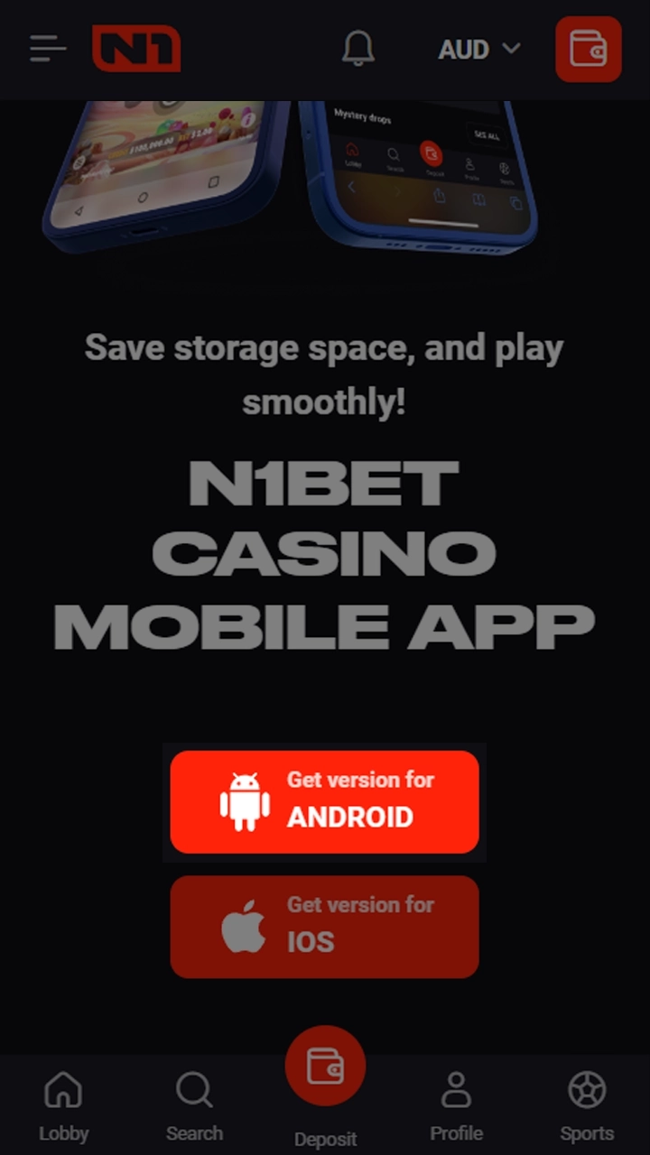 Download the N1Bet app on the official website.