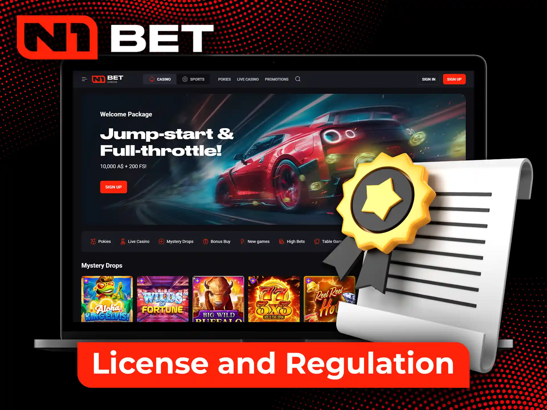 N1Bet has an official license and provides full security for customers.