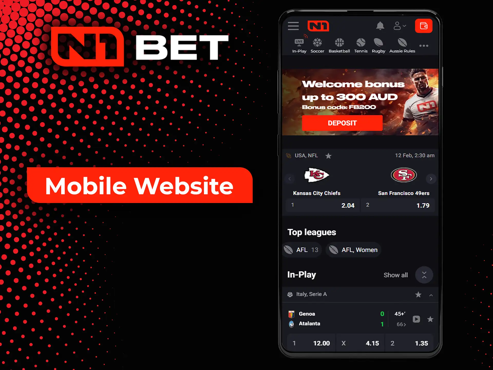 Use the N1Bet website through any mobile browser.