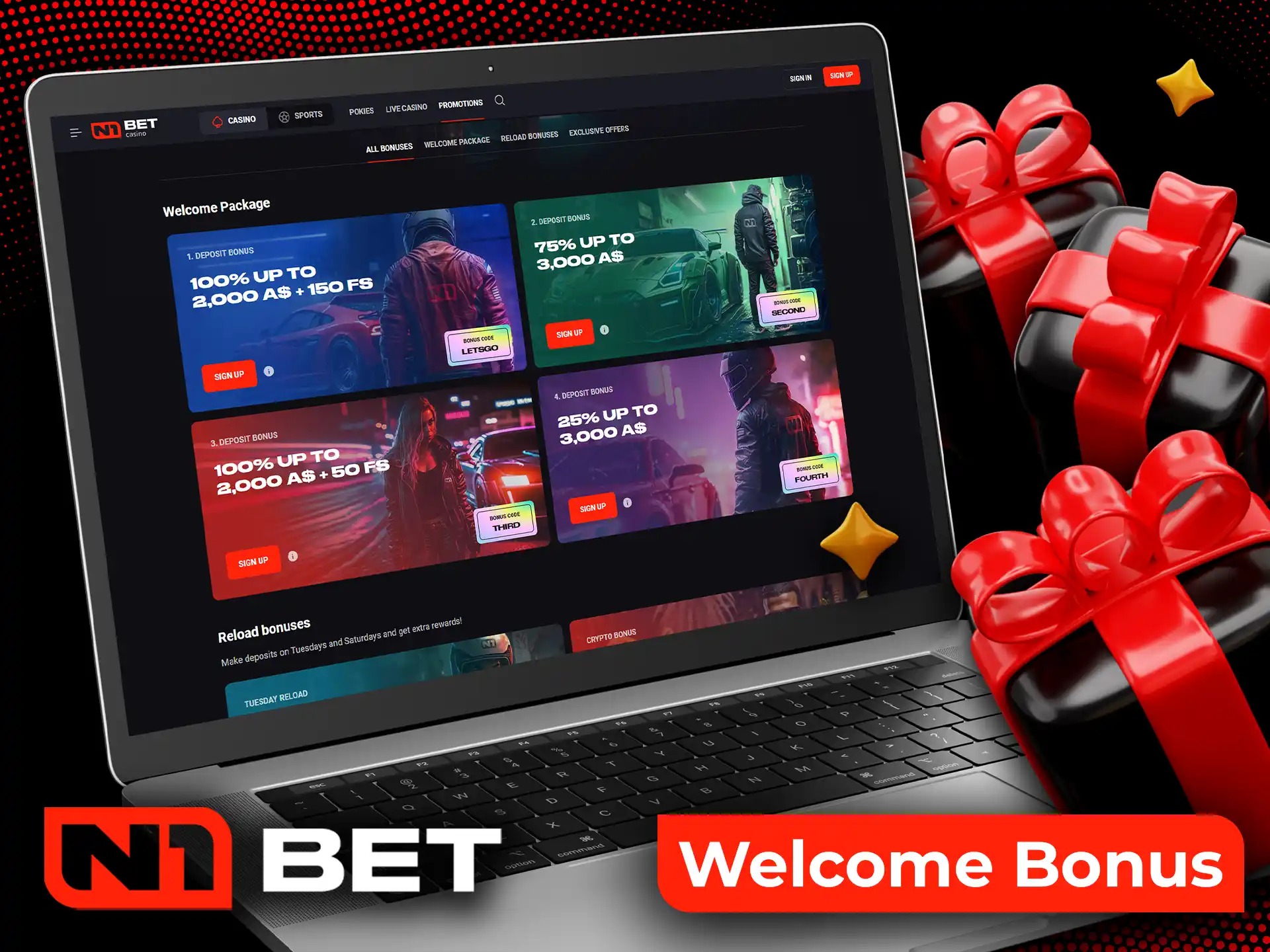 Make your first deposit at N1Bet to take advantage of the welcome bonus.