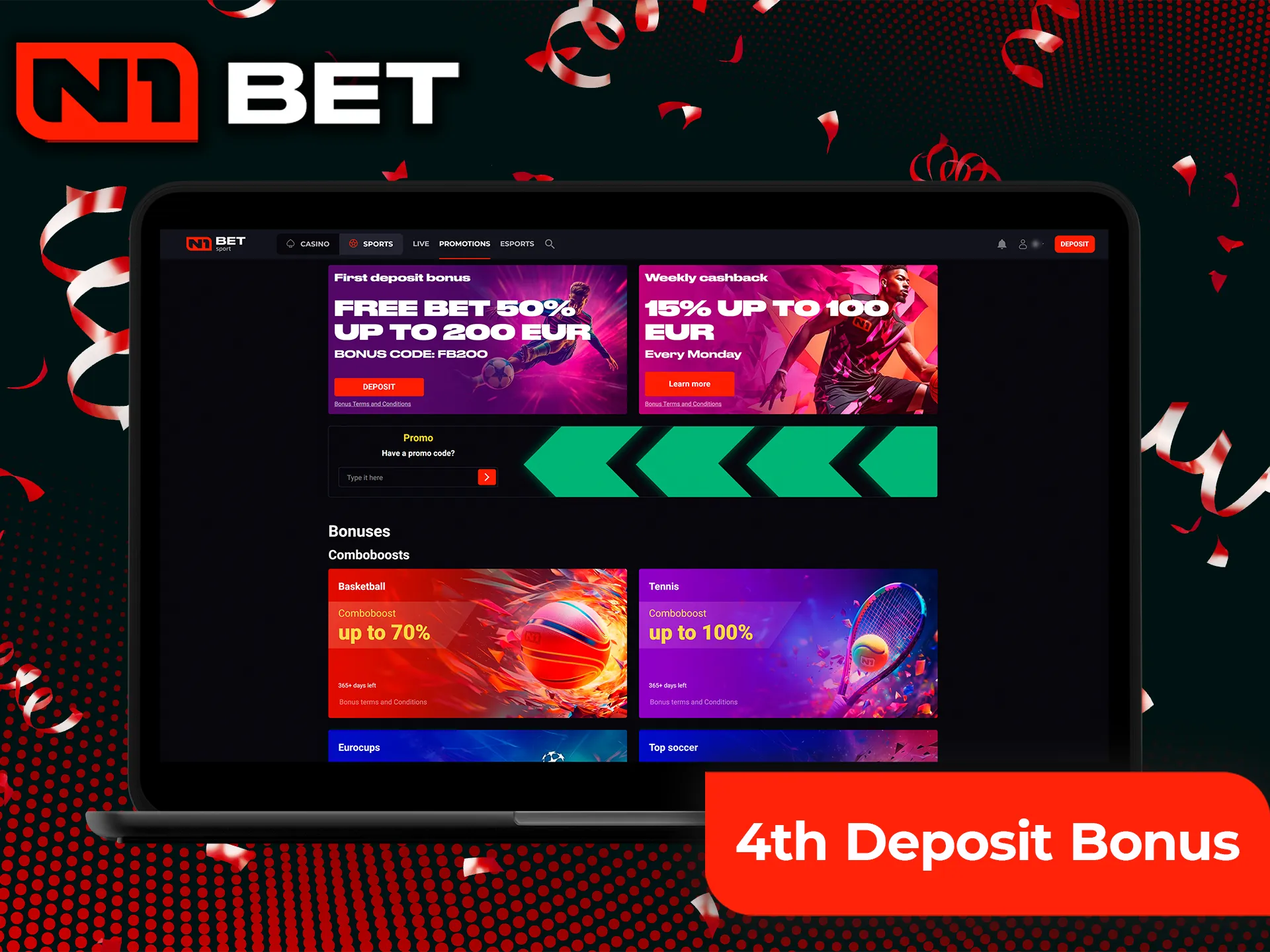 What bonuses does N1Bet casino offer on the fourth deposit.