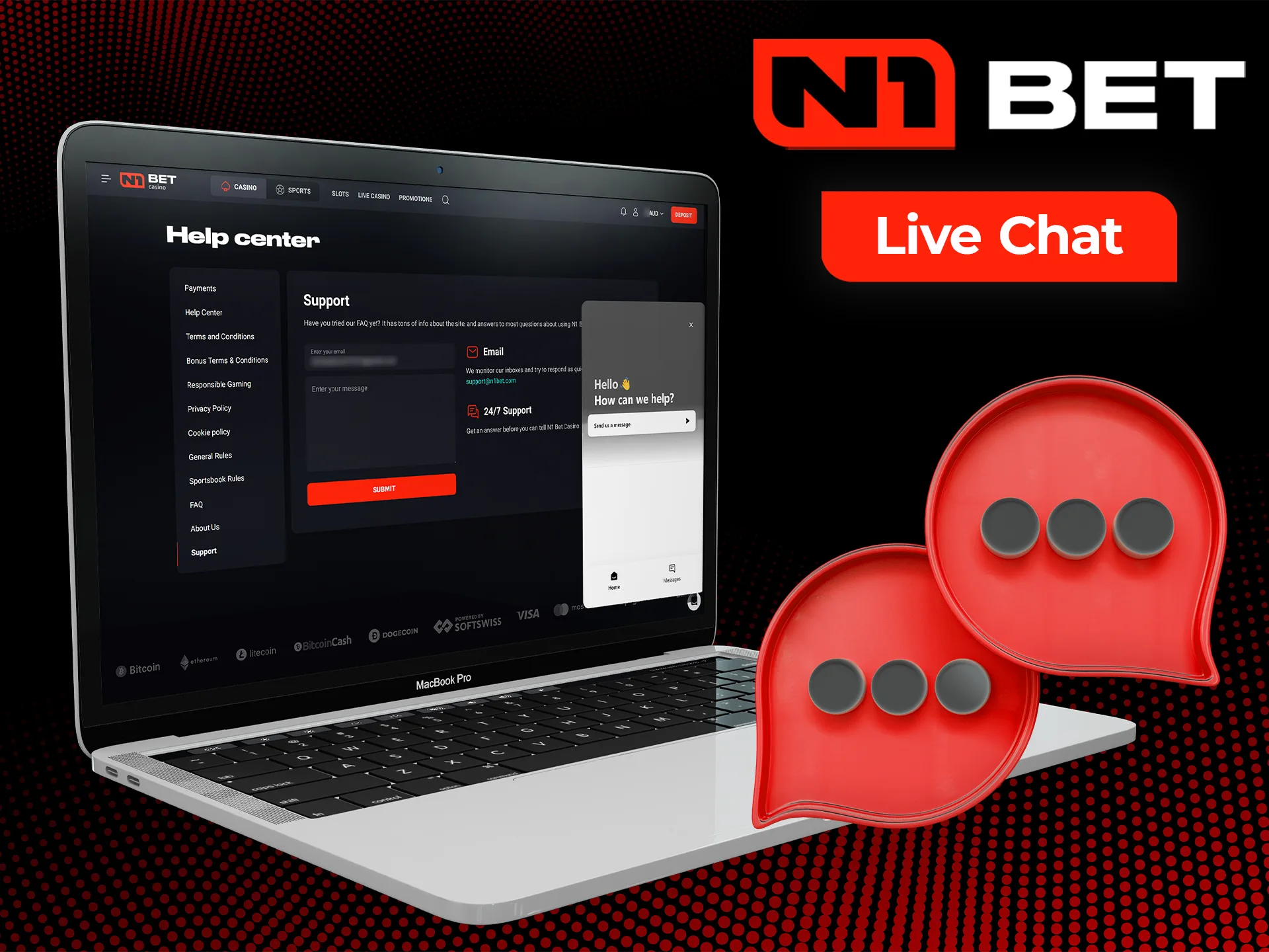 Live chat to contact the N1Bet support team.