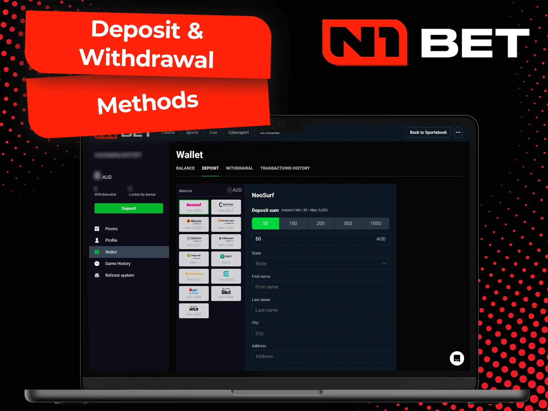 Learn about the different deposit and withdrawal methods for N1Bet.