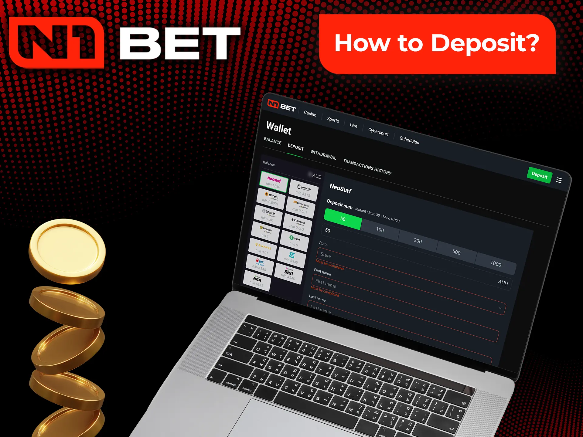 How to make a deposit at N1Bet casino.