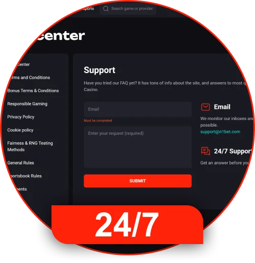 N1Bet has fast support that works 24/7.