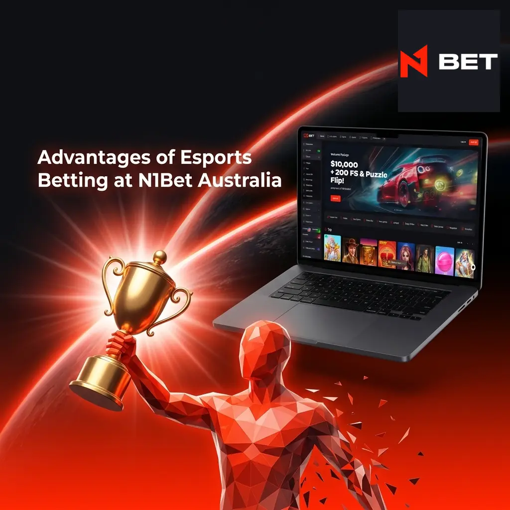 N1Bet Australia esports betting platform showing competitive odds, AUD payments, mobile app, and welcome bonus features