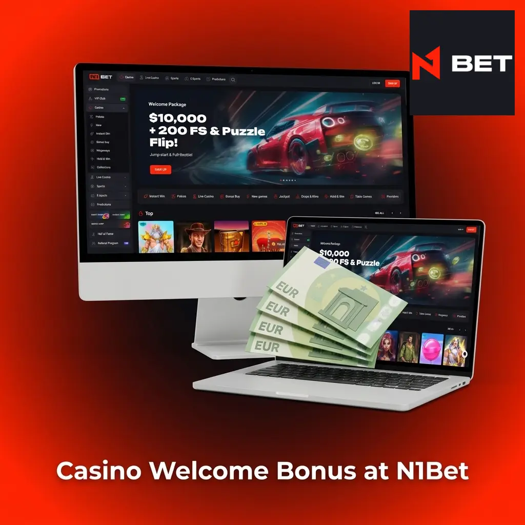 N1Bet Casino welcome bonus offer of up to 14,290 AUD plus 200 Free Spins across first four deposits