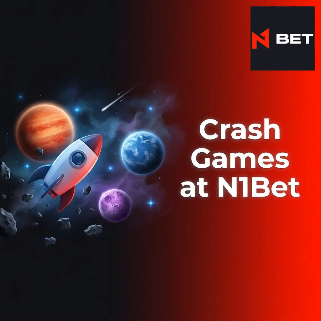 Crash games lobby at N1Bet showing Aviator, JetX and other provably fair titles with rising multipliers