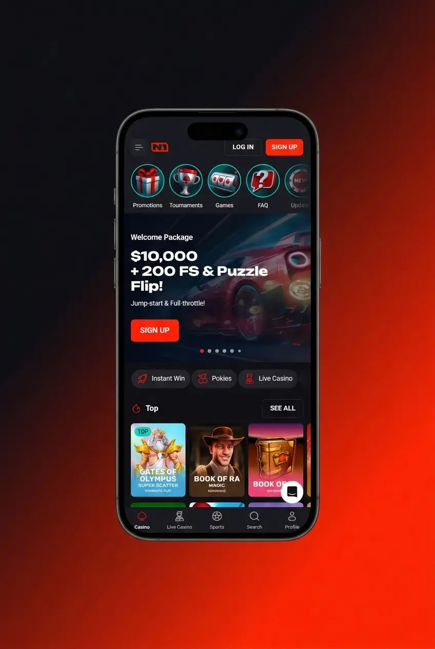 N1Bet app displaying live Formula 1 betting markets with in-play options on a smartphone screen