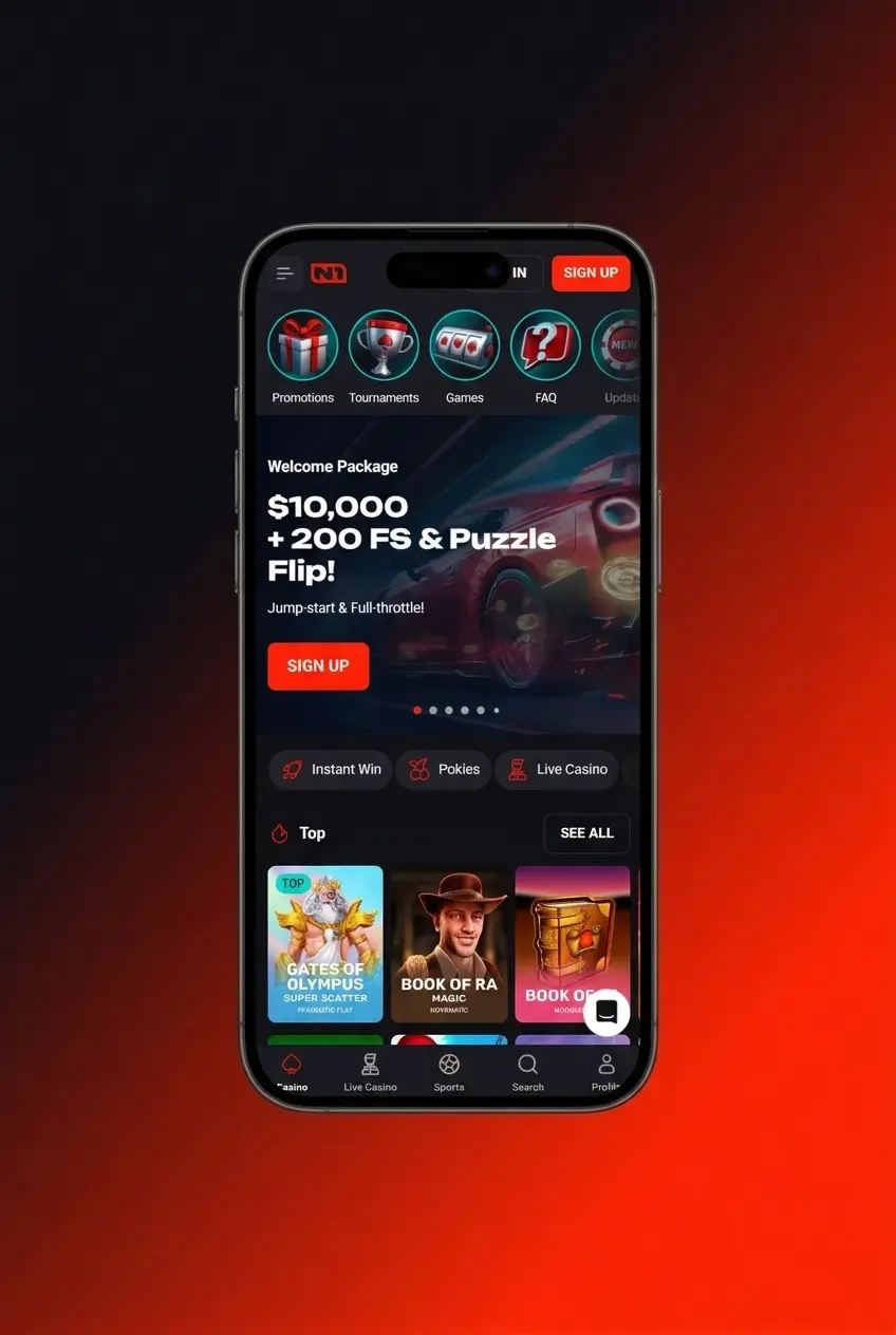N1Bet app displaying live Formula 1 betting markets with in-play odds on a smartphone screen