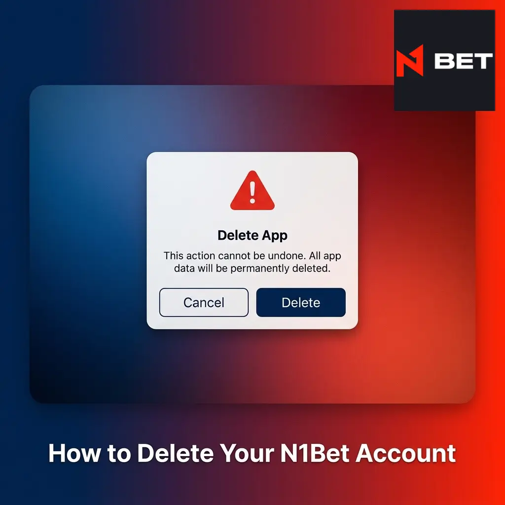 N1Bet account deletion process showing account settings and responsible gambling options for closing your profile