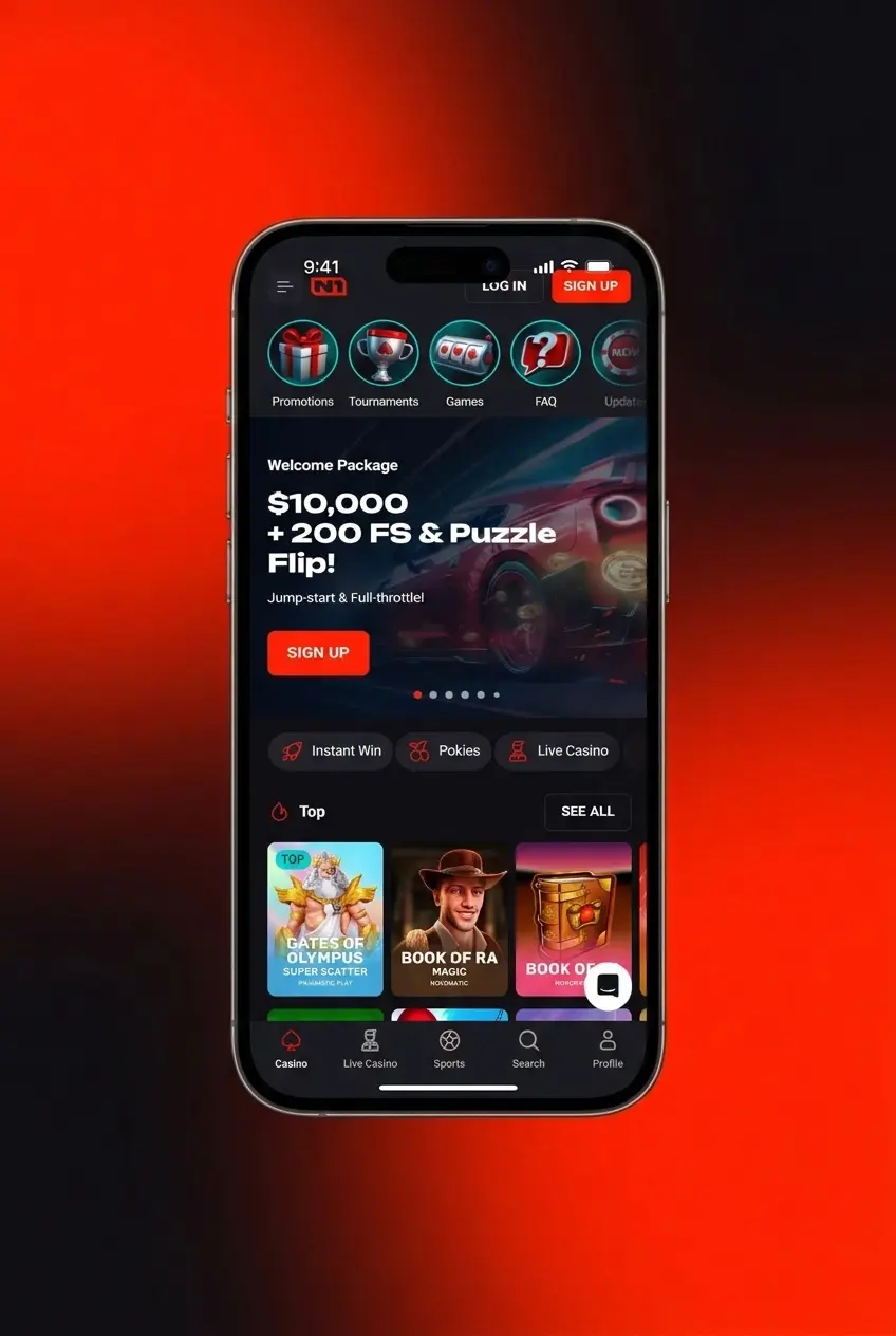 N1Bet casino game library showing pokies, live dealer tables and crash games accessible after login on desktop browser