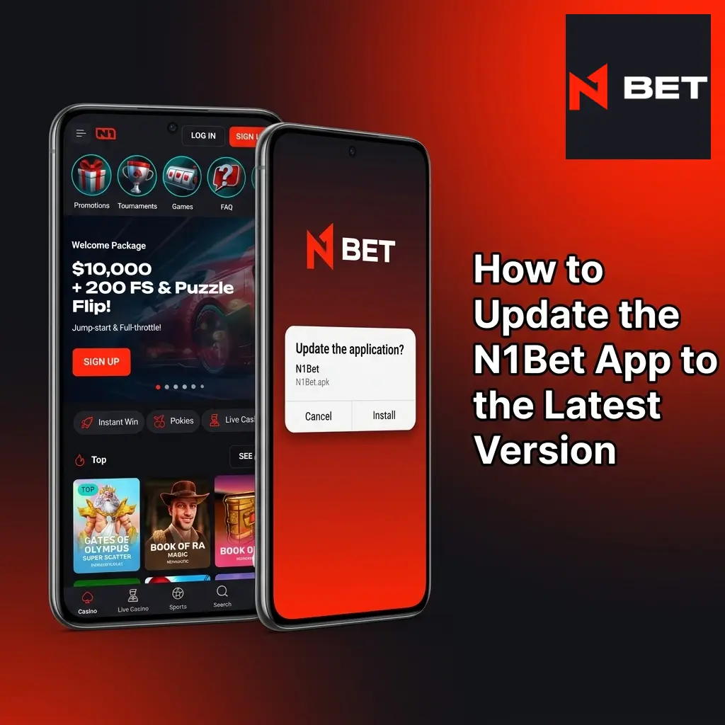 N1Bet app update screen showing manual APK download process on Android device to access latest features and security patches
