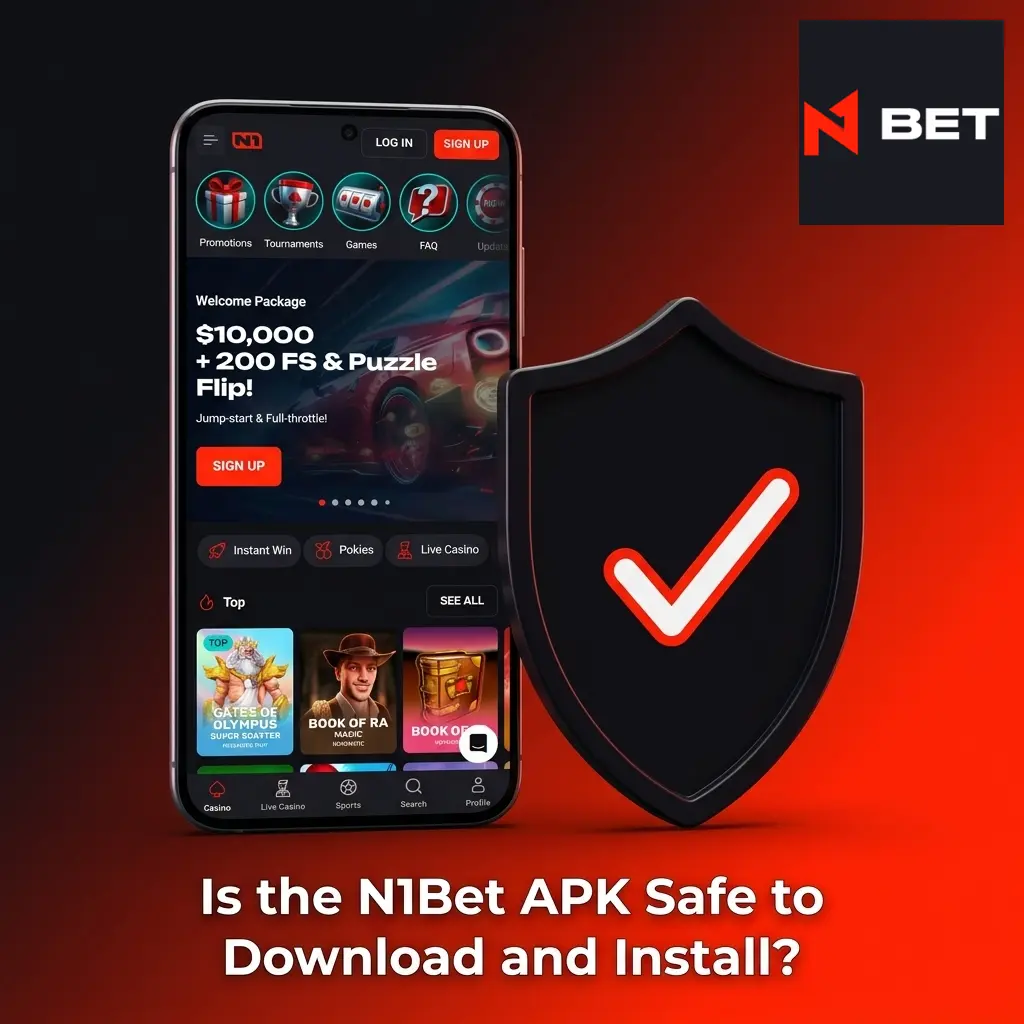 N1Bet APK safe download guide showing MGA licence security features and SSL encryption protection for mobile users