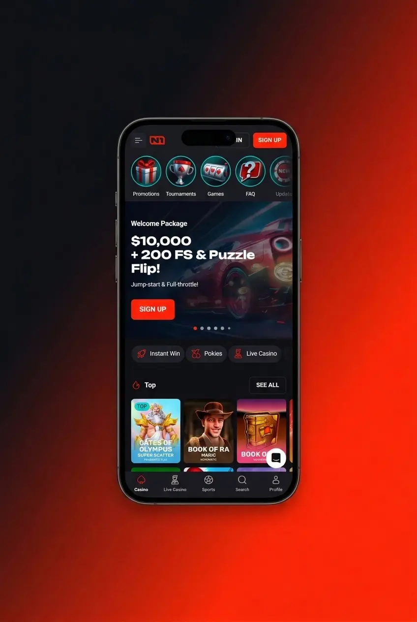 N1Bet mobile app login screen on iOS and Android showing email, password fields and Google sign-in option