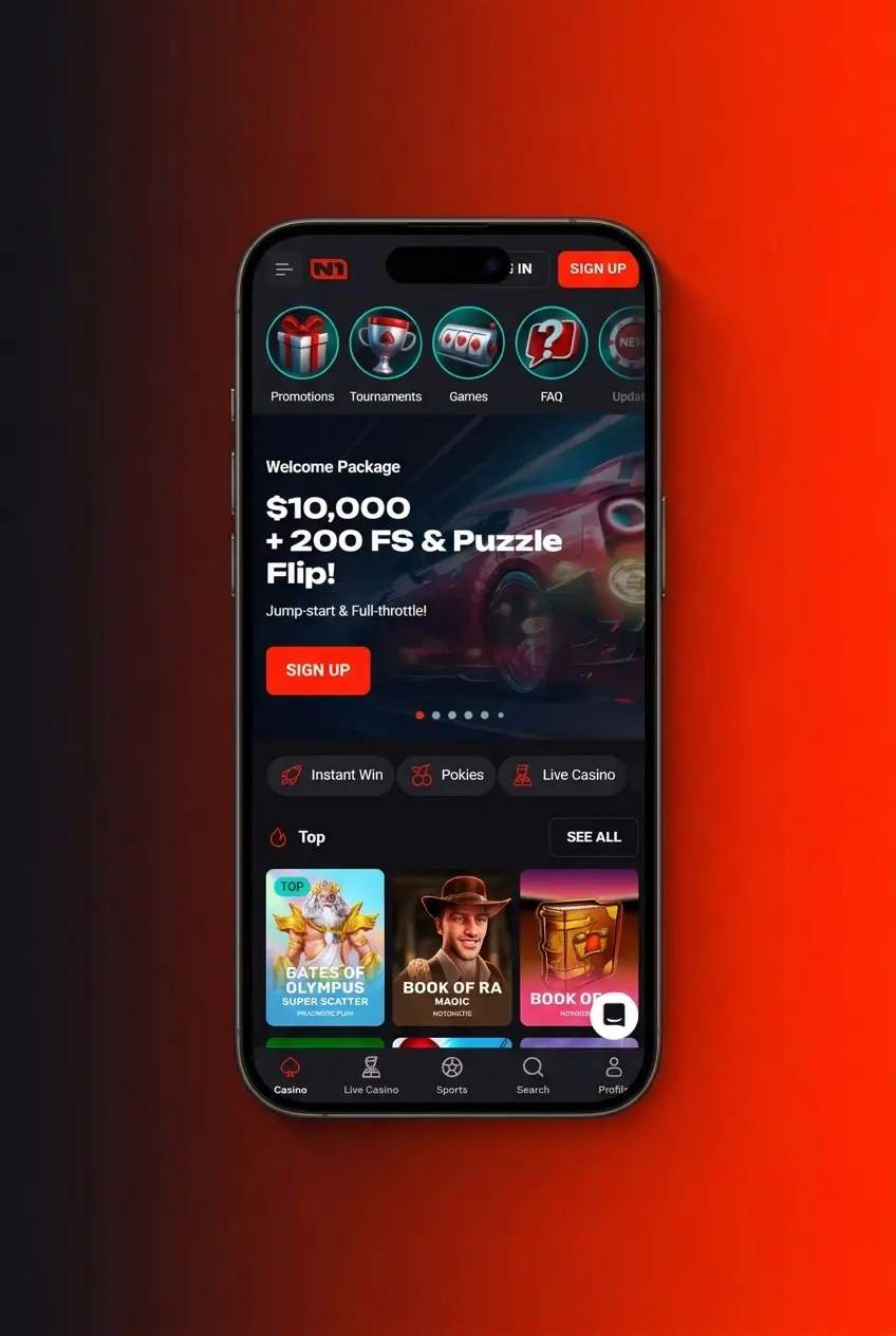 N1Bet mobile app displaying MMA betting markets and live UFC odds on iOS and Android devices