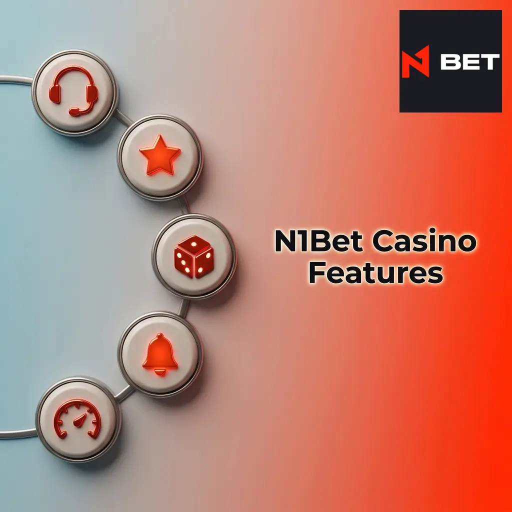 N1Bet Casino features overview showing game catalogue, bonuses, payment methods, and mobile app for Australian players