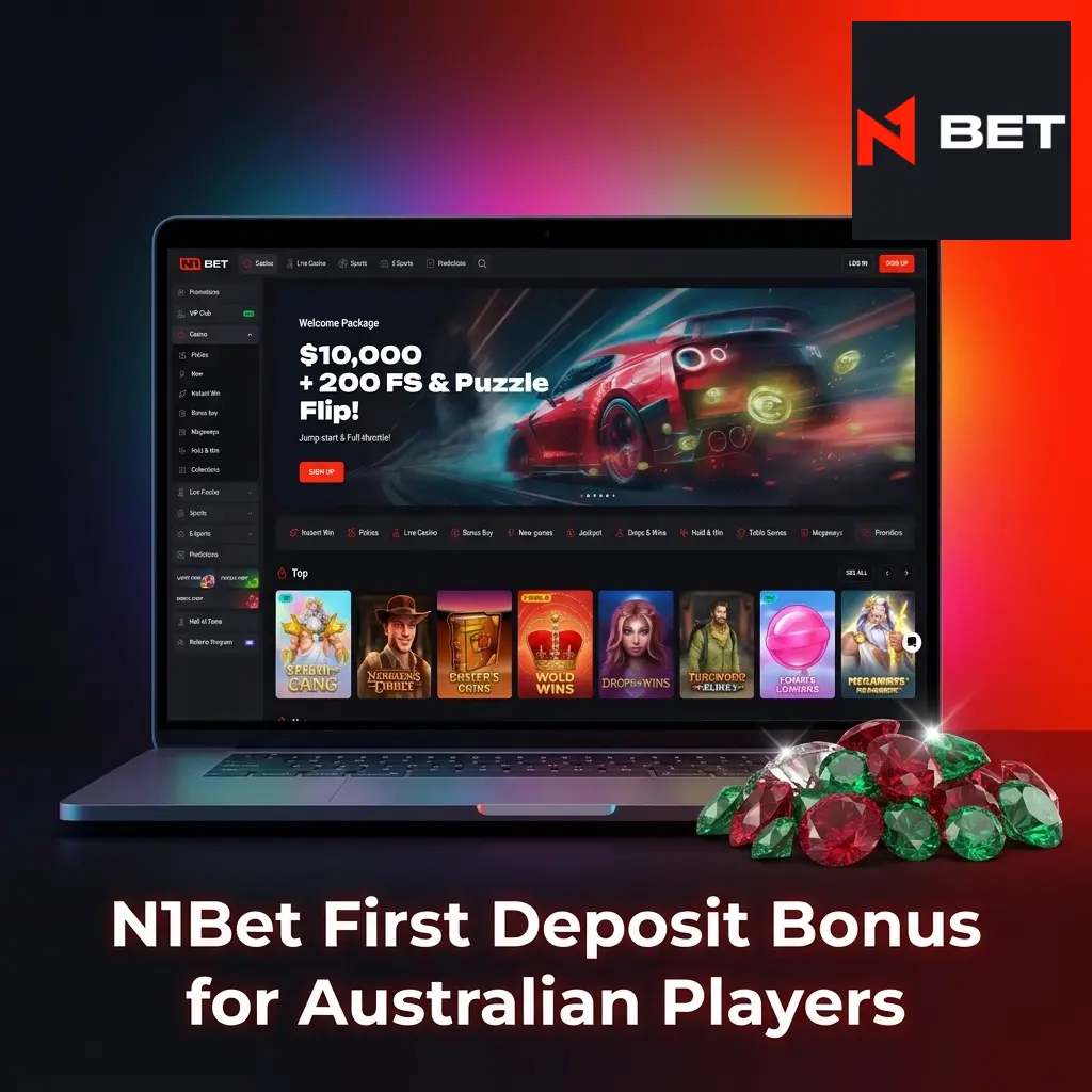 N1Bet first deposit bonus offering Australian players up to 14,290 AUD plus 200 Free Spins across multiple tiers