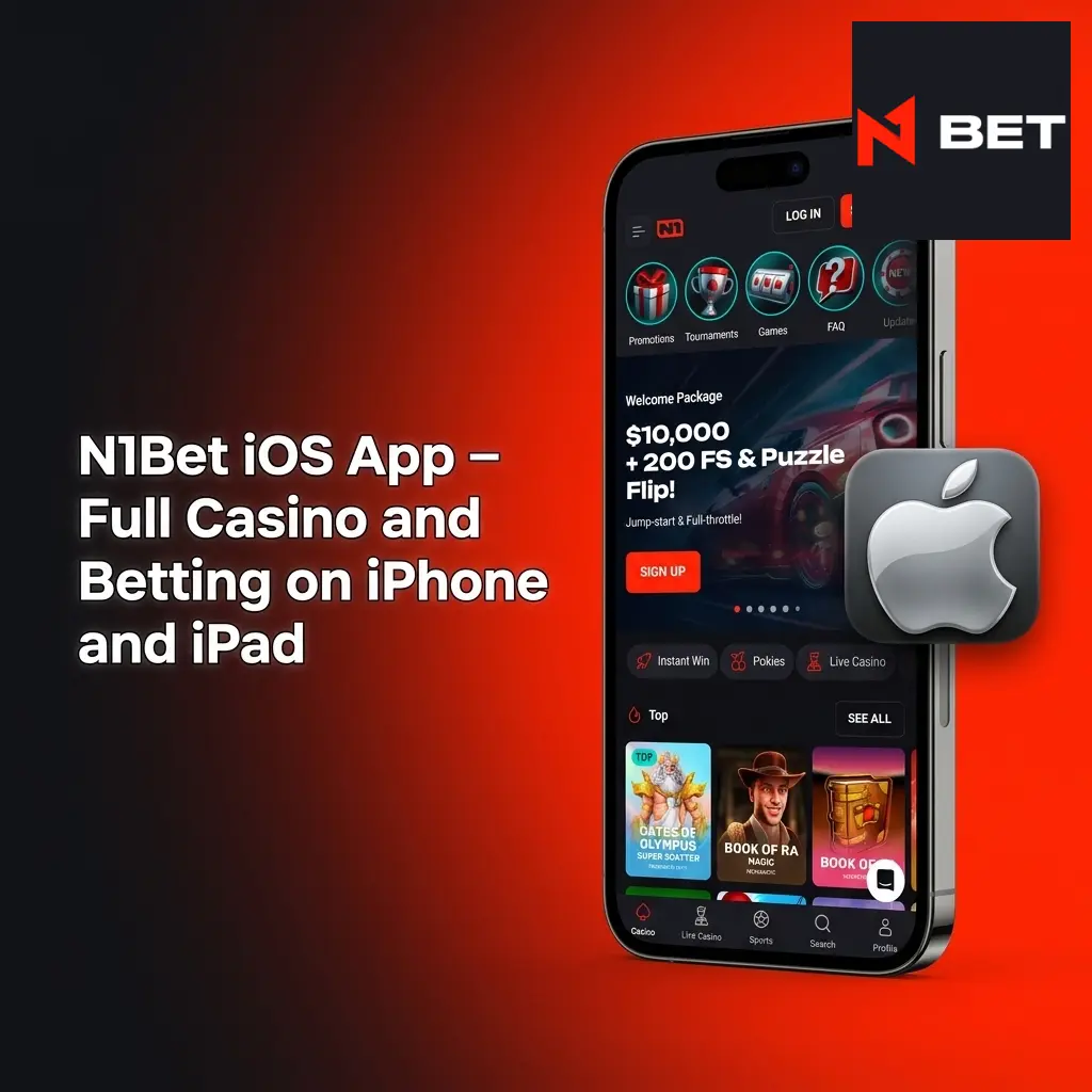 N1Bet iOS app on iPhone and iPad showing live betting and casino games interface for Australian players