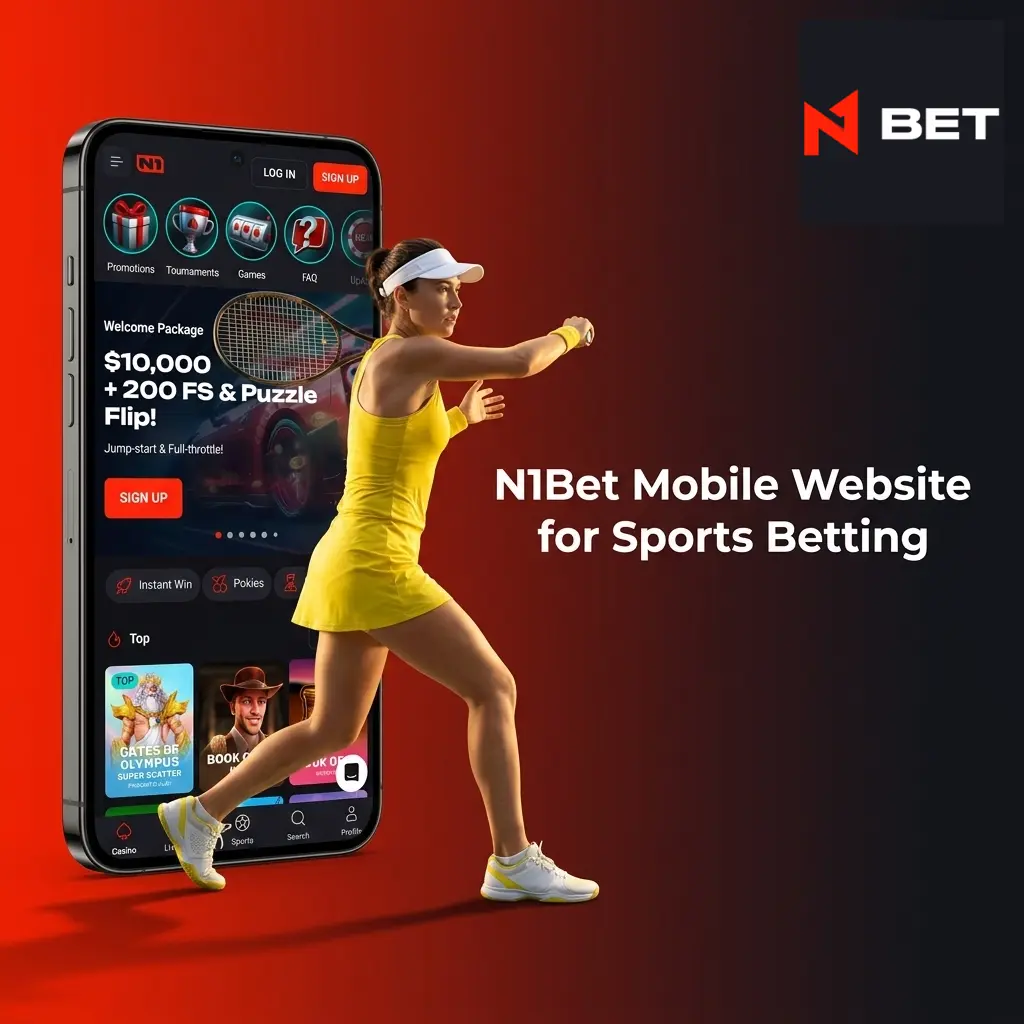 N1Bet mobile website interface on iOS and Android browser showing sports betting markets and account options