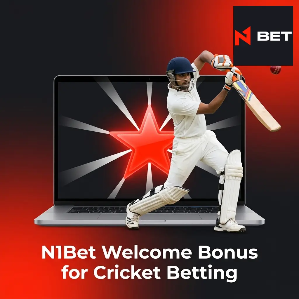 N1Bet welcome bonus offering up to 14,290 AUD plus 200 Free Spins for new cricket betting users