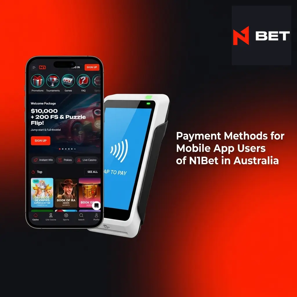 N1Bet mobile app payment methods table showing deposit and withdrawal limits in AUD for Australian players