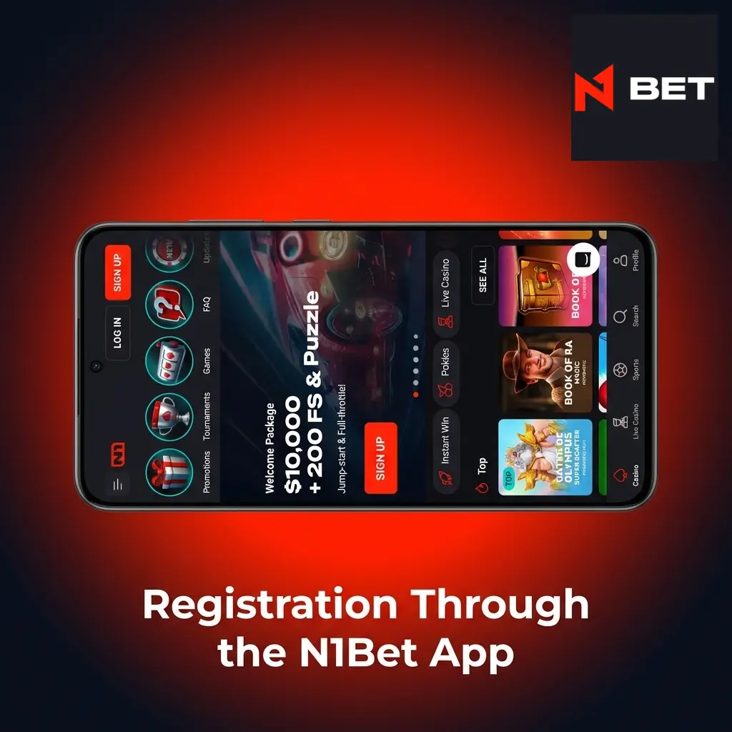 N1Bet app registration screen on Android showing account creation form with email and personal details fields