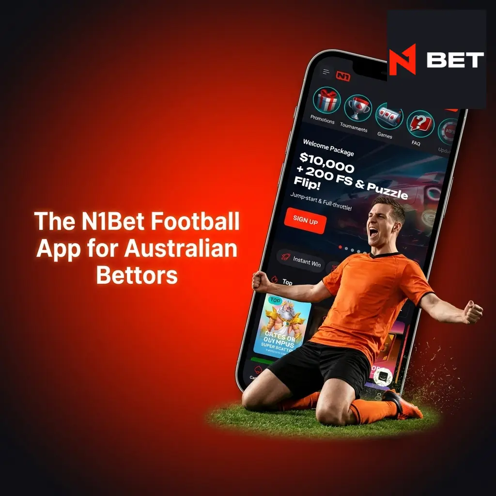 N1Bet football app interface on smartphone showing live betting odds and AUD sportsbook for Australian users