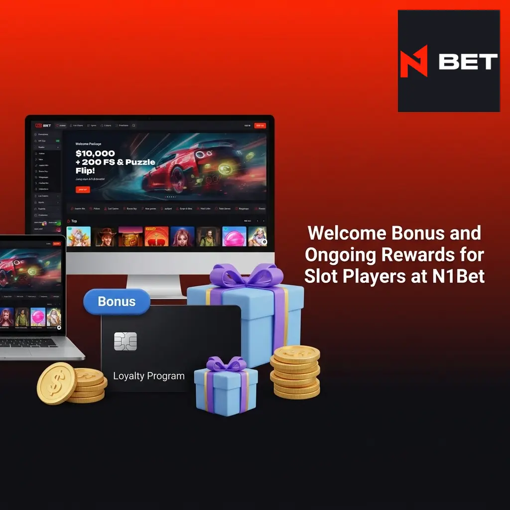 N1Bet welcome bonus offering up to 14,290 AUD plus 200 Free Spins across four deposits for slot players