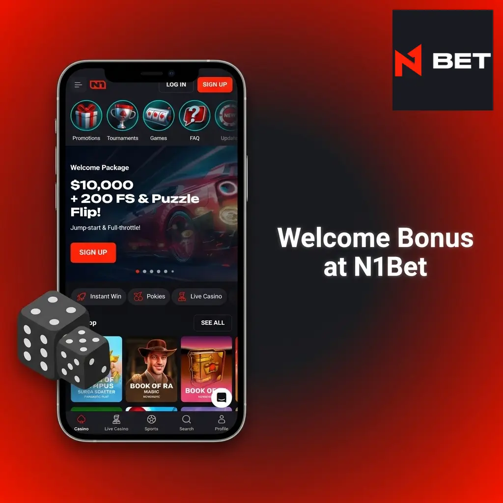 N1Bet welcome bonus package offering up to 14,290 AUD plus 200 Free Spins across sports and casino deposits