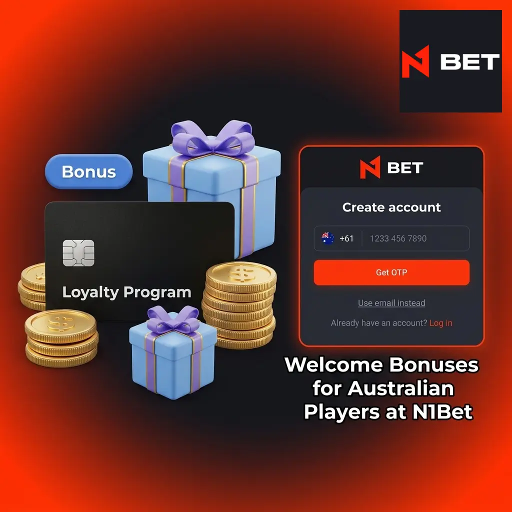 N1Bet welcome bonus package for Australian players offering up to 14,290 AUD and 200 Free Spins across multiple deposit stages