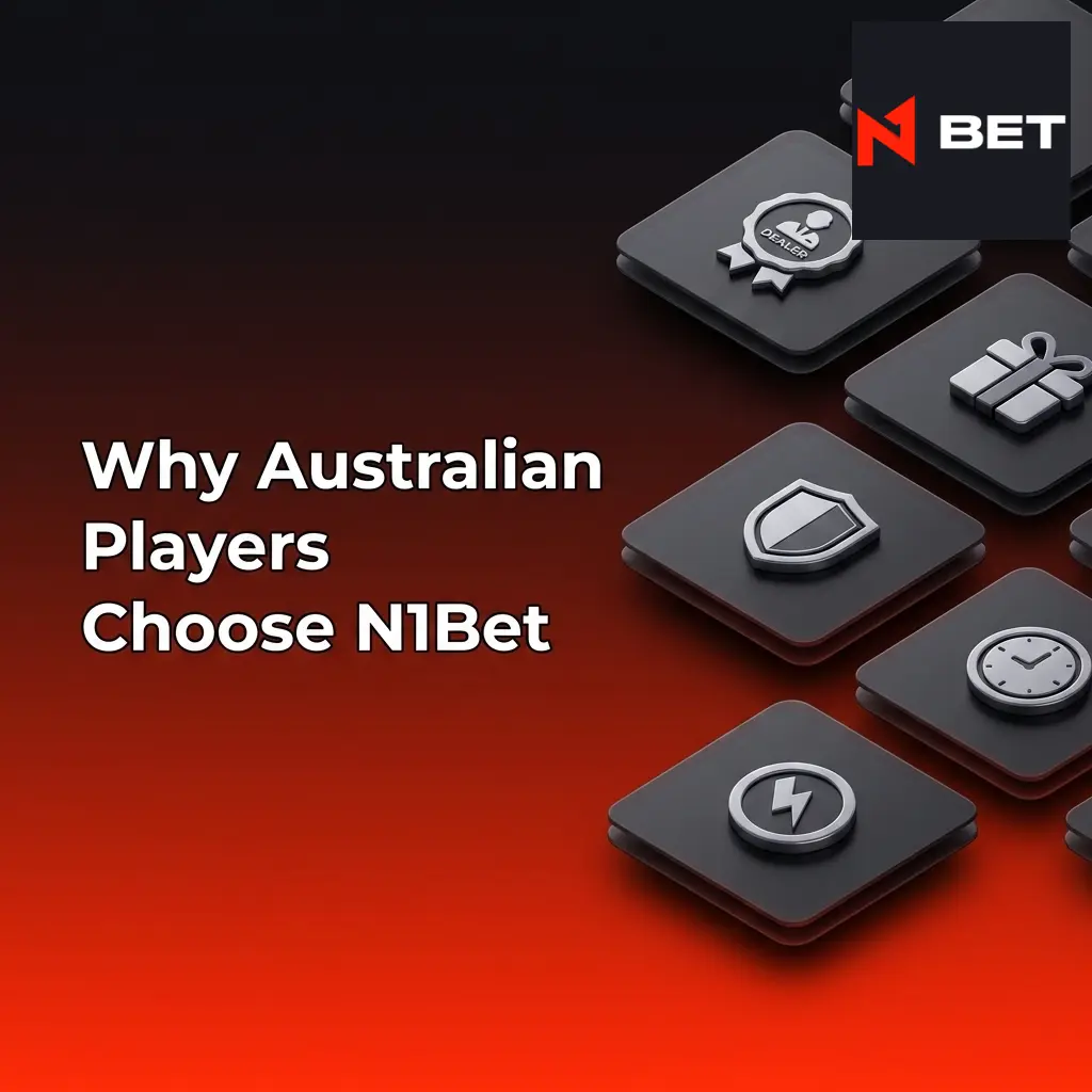 N1Bet platform for Australian players showing sportsbook, casino games, AUD support and 20+ payment options